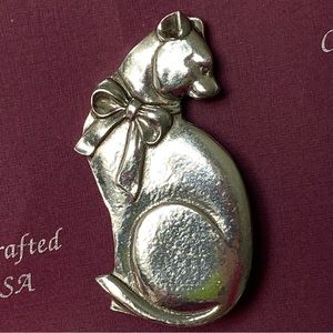 Cat Pin Hampshire Pewter Company Signed Coat Pin New Metal Hand Made Jewelry 2”